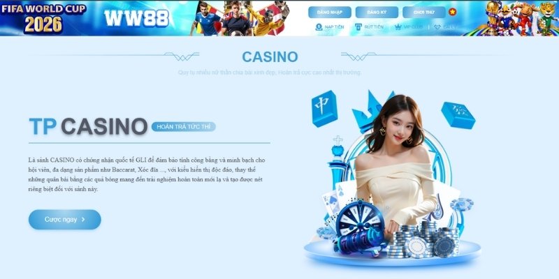 Casino WW88 – Sảnh Bài Trực Tuyến Đẳng Cấp & Tỷ Lệ Thưởng Cao